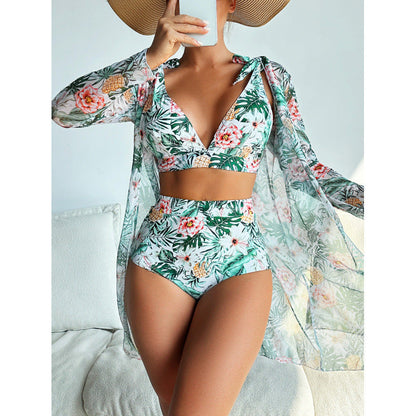 Slit Long One-Piece Swimsuit