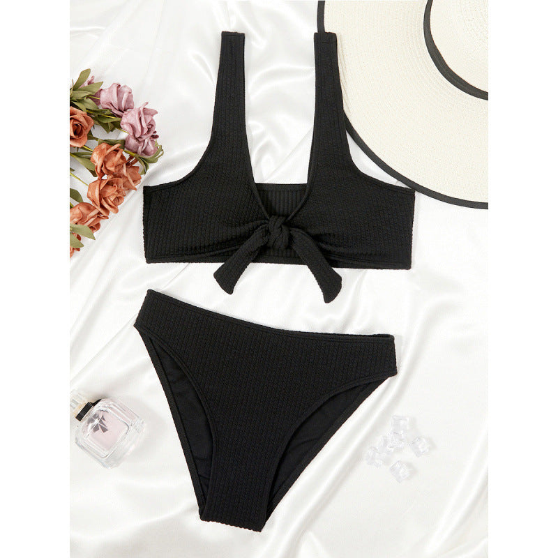 Ribbed Slit Bikini Set