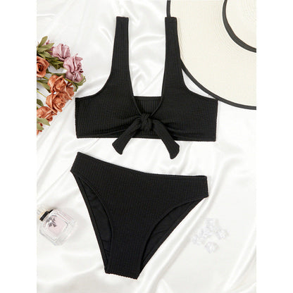 Ribbed Slit Bikini Set