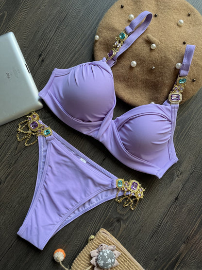 Ruched Underwire Bikini Set