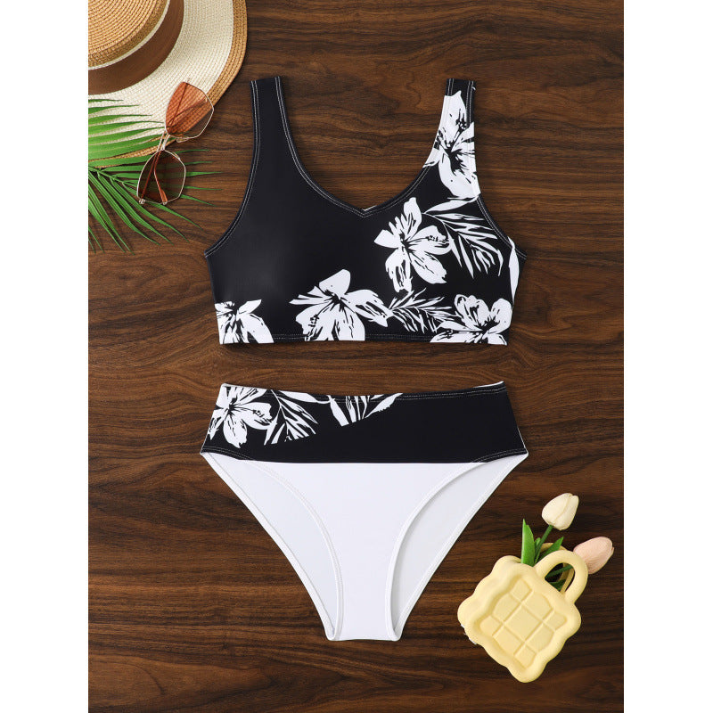 Print Slit Bikini Set