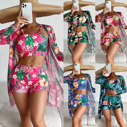 Slit Three-Way One-Piece Swimsuit