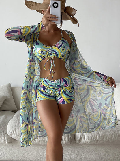 Triple Slit One-Piece Swimsuit