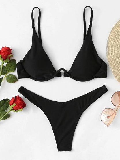 Ruched Slit Bikini Set