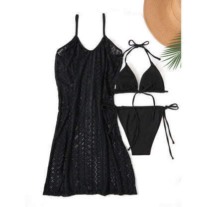 Slit Solid Bikini Set
