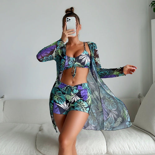 Slit Three-Way One-Piece Swimsuit
