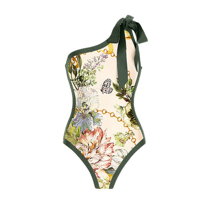 Retro One-Shoulder Bikini Set