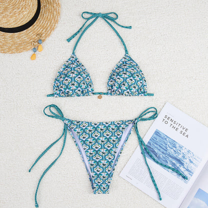 Print Triangle Bikini Set