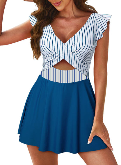 Ruffle Cross Tankini Set