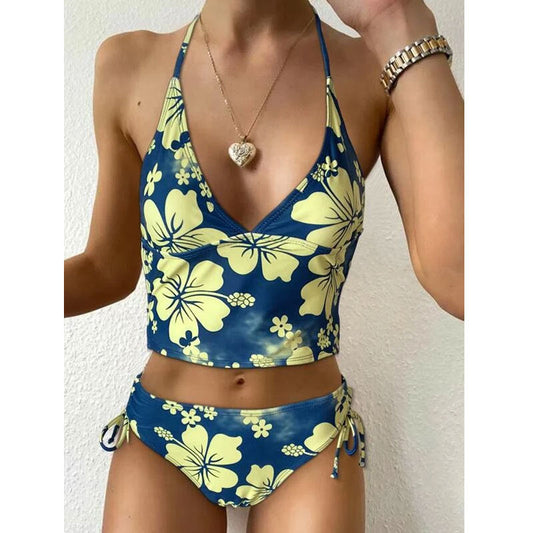 Print Slit Bikini Set