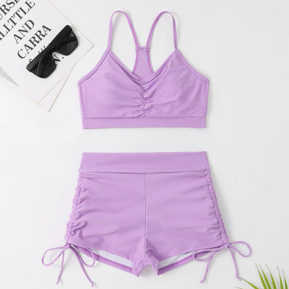 Slit Solid Bikini Set