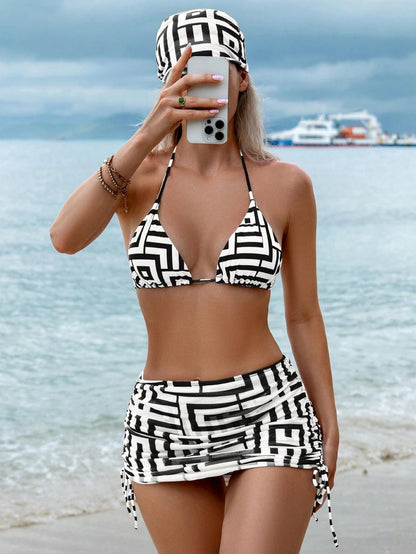Print Halter Bikini Set