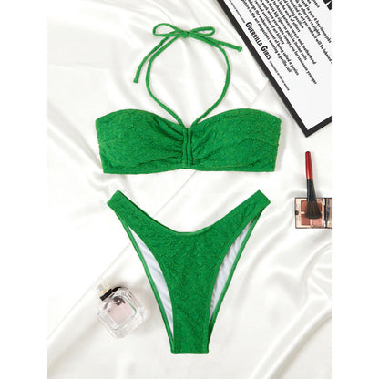 Slit Solid Bikini Set