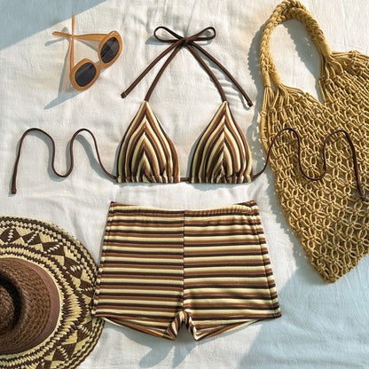 Striped Towel One-Piece Swimsuit