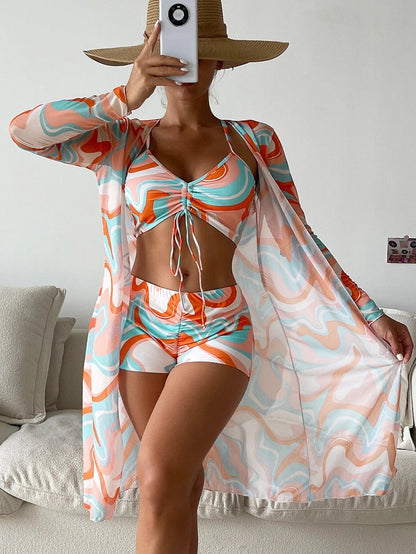 Triple Slit One-Piece Swimsuit