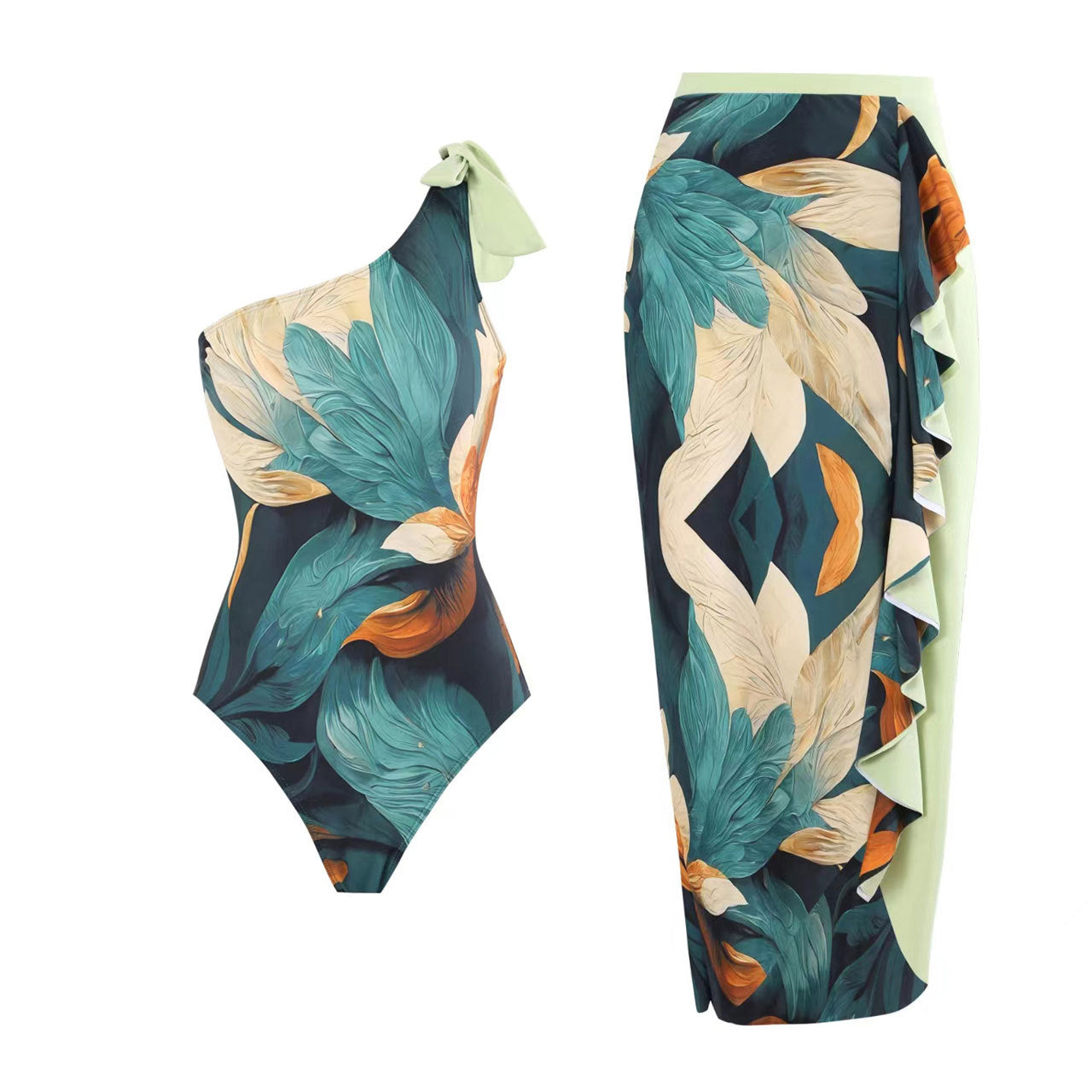 Retro One-Shoulder One-Piece Swimsuit