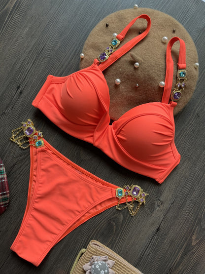 Ruched Underwire Bikini Set