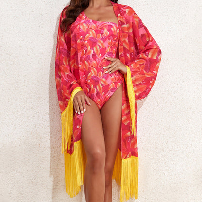 Print Two-Piece One-Piece Swimsuit