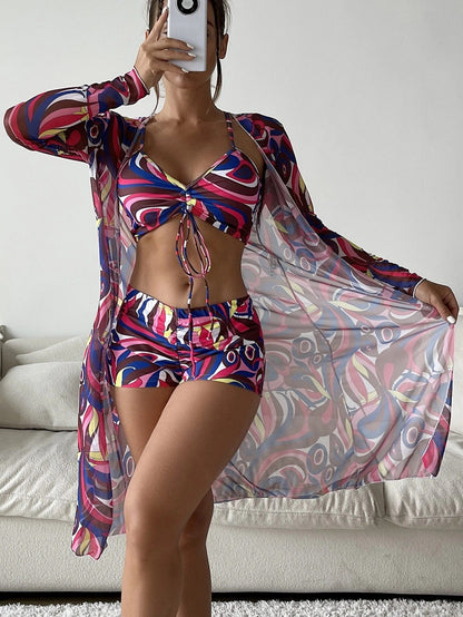 Triple Slit One-Piece Swimsuit