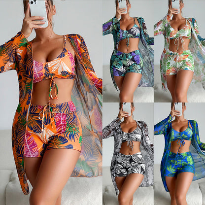 Slit Three-Way One-Piece Swimsuit