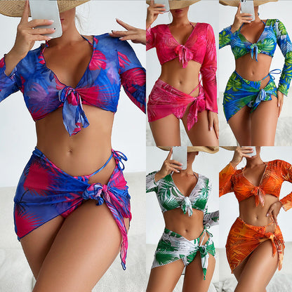 Slit Four-Way One-Piece Swimsuit