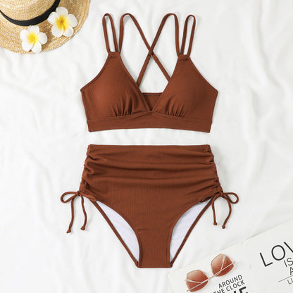 Ribbed Slit Bikini Set
