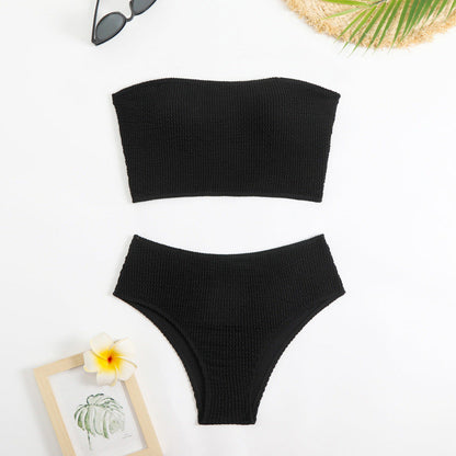Slit Solid Bikini Set