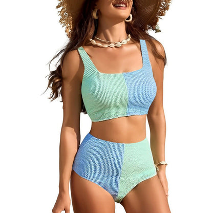 Slit Solid Bikini Set