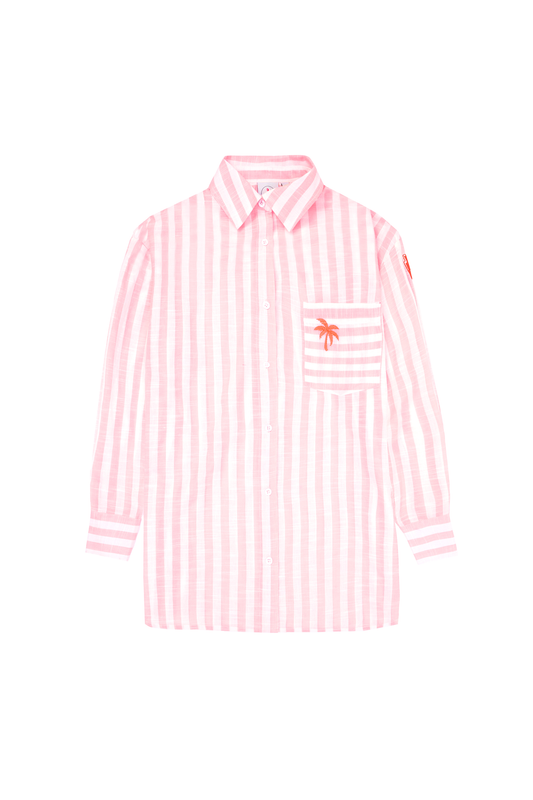 Coral and White Stripe Relaxed Shirt
