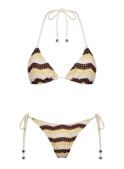 Passiona Tie Side Bikini Bottom Butter / Chocolate