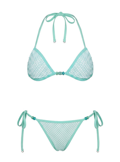 Poolside Only Bead Detail Bikini Top Green