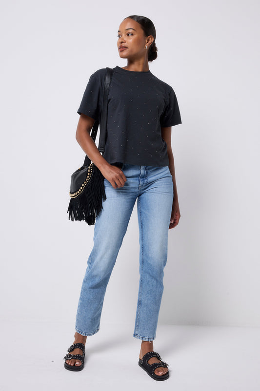 Dark Grey Studded T-Shirt