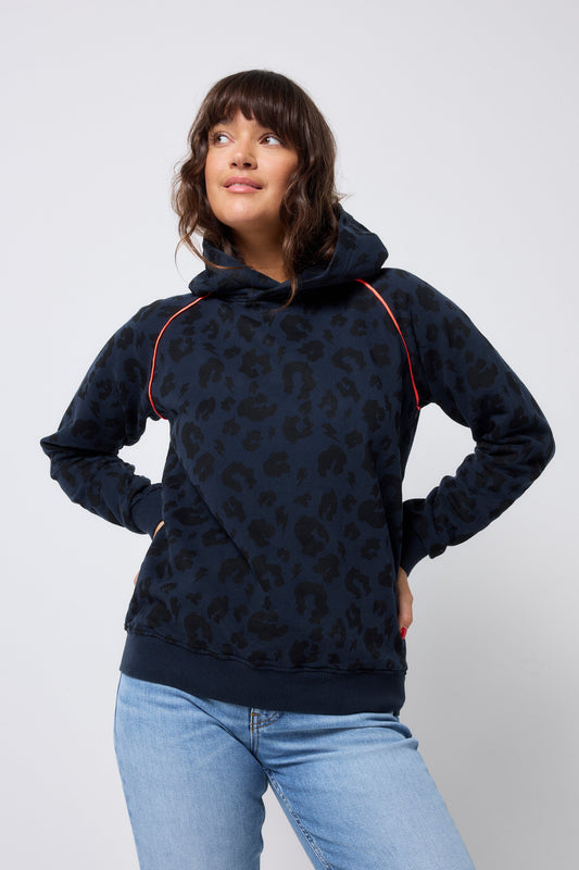 Navy Leopard Hoodie