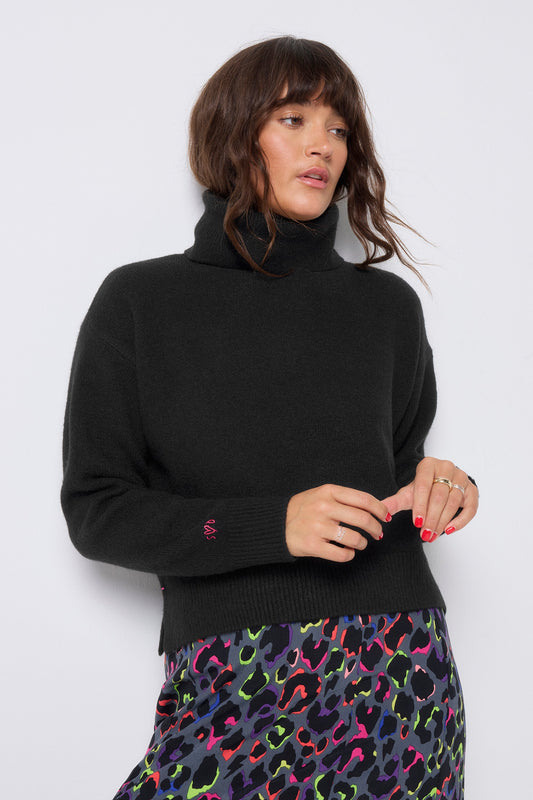 Black Turtleneck Knitted Jumper
