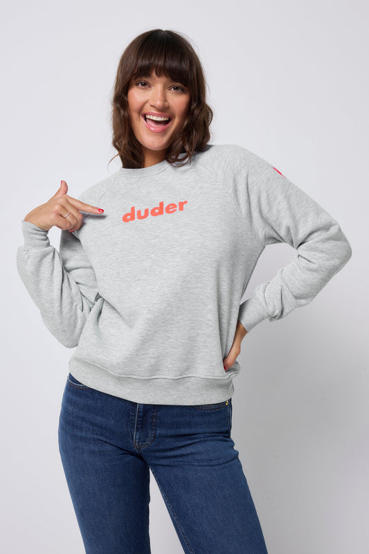 Grey Marl Duder Embroidery Sweatshirt