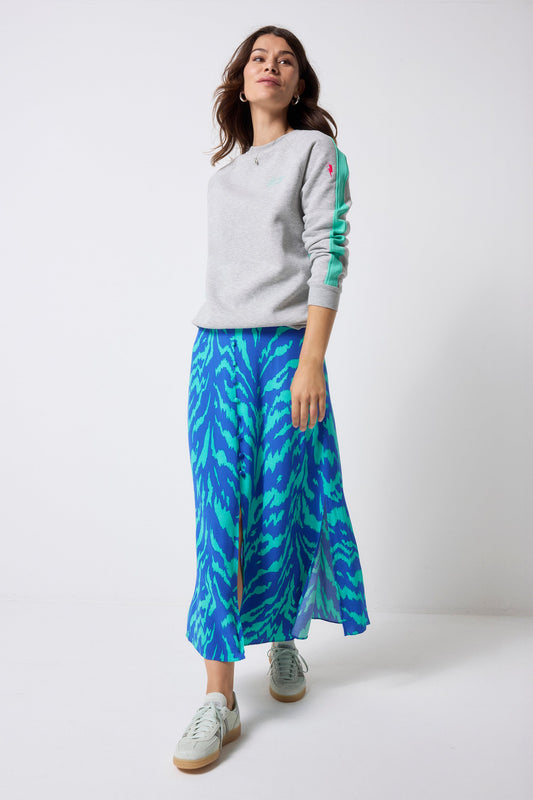 Grey Marl with Turquoise Colourblock Relaxed Sweatshirt
