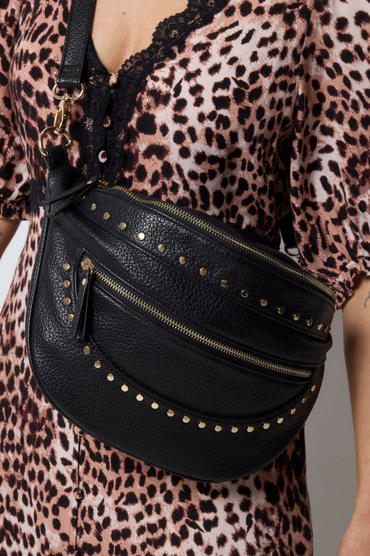 Black Studded Bum Bag