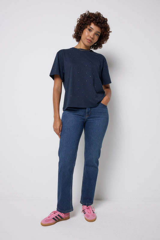 Navy Studded T-Shirt