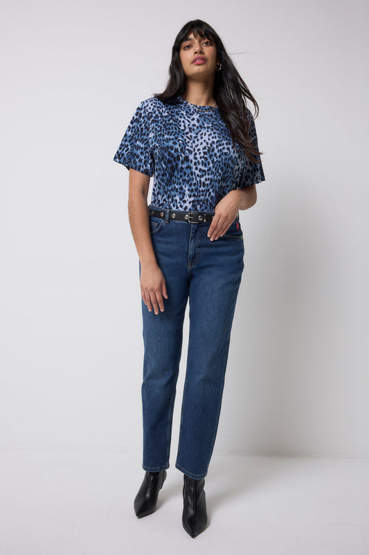Navy with Black Cheetah T-Shirt
