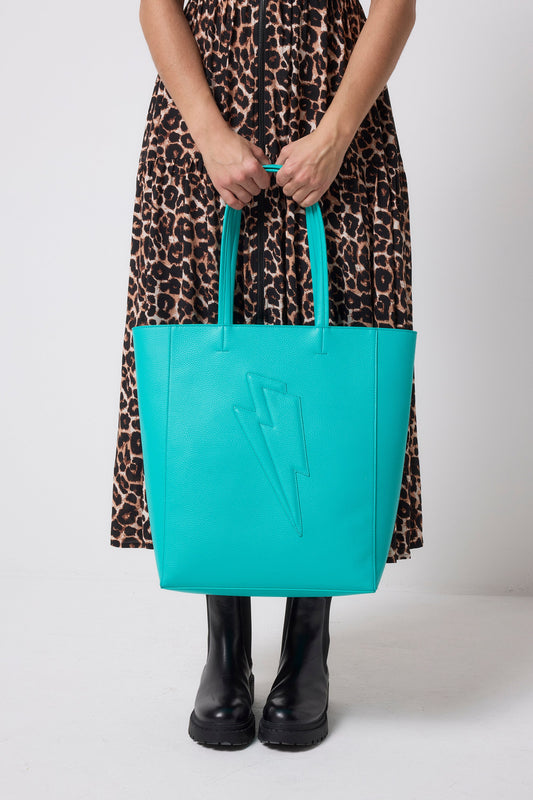 Turquoise Lightning Bolt Tote Bag