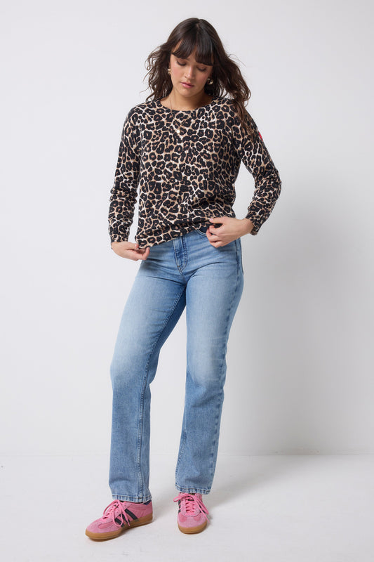 Neutral Jaguar Printed Knit Jumper