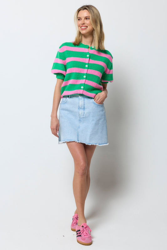 Ice Blue Wash Denim Mini Skirt