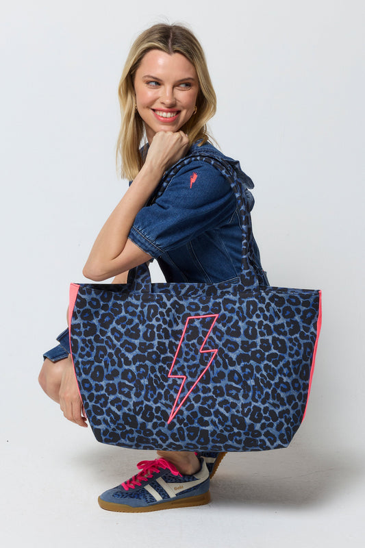Navy Jaguar Canvas Shopper Bag