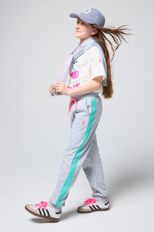 Kids Light Grey Marl Colourblock Joggers