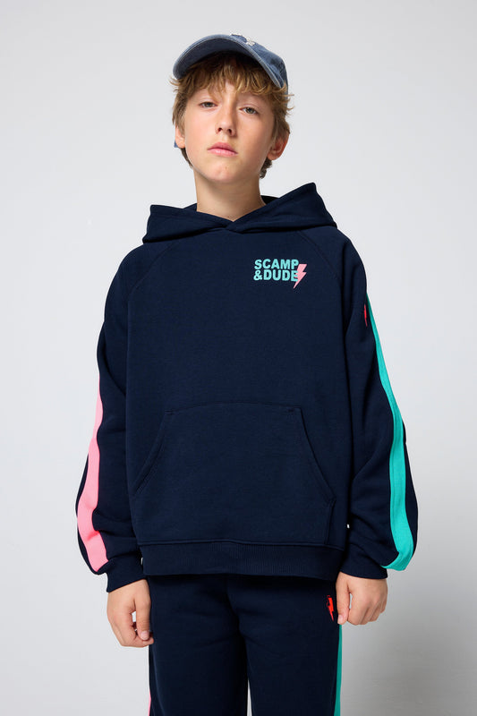 Kids Navy Colourblock Hoodie