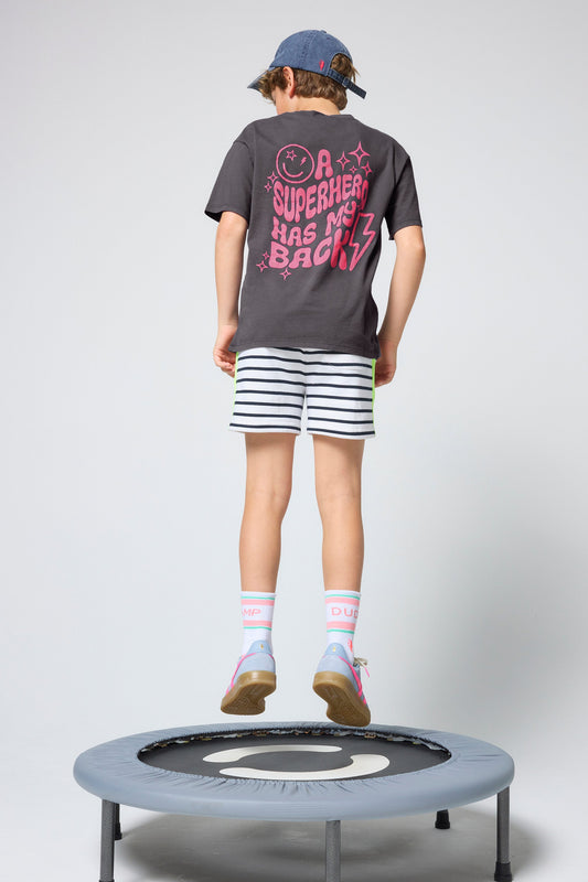 Kids Grey with Neon Pink Slogan T-Shirt