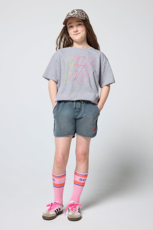 Kids Grey Marl Multi Neon Bolt T-Shirt
