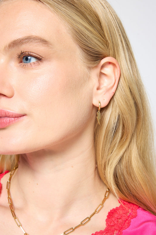 Gold Bolt Huggie Hoop Earrings
