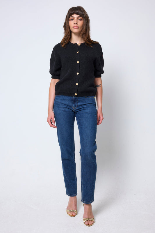Black Short Sleeve Cardigan