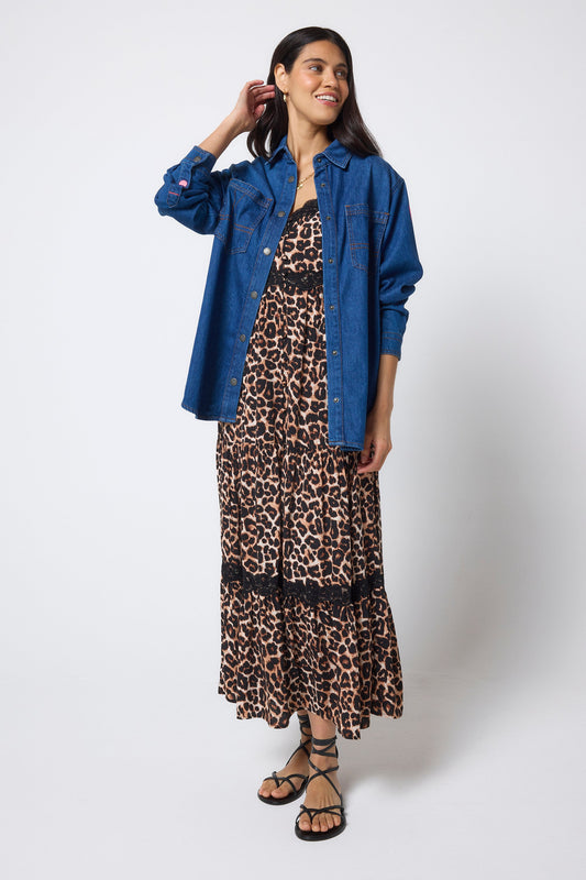 Mid Wash Indigo Relaxed Denim Shirt